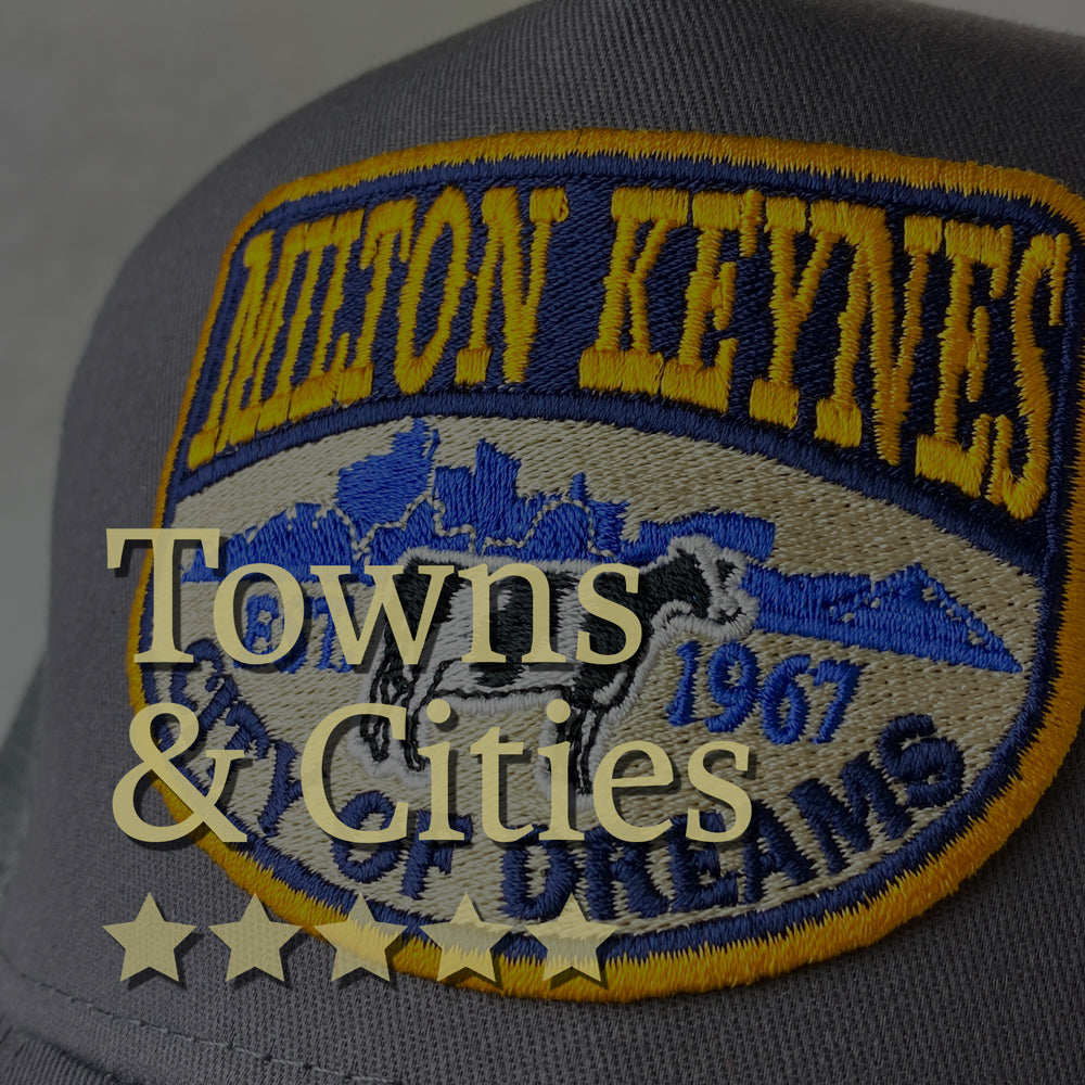 Trucker hats and caps featuring towns and cities