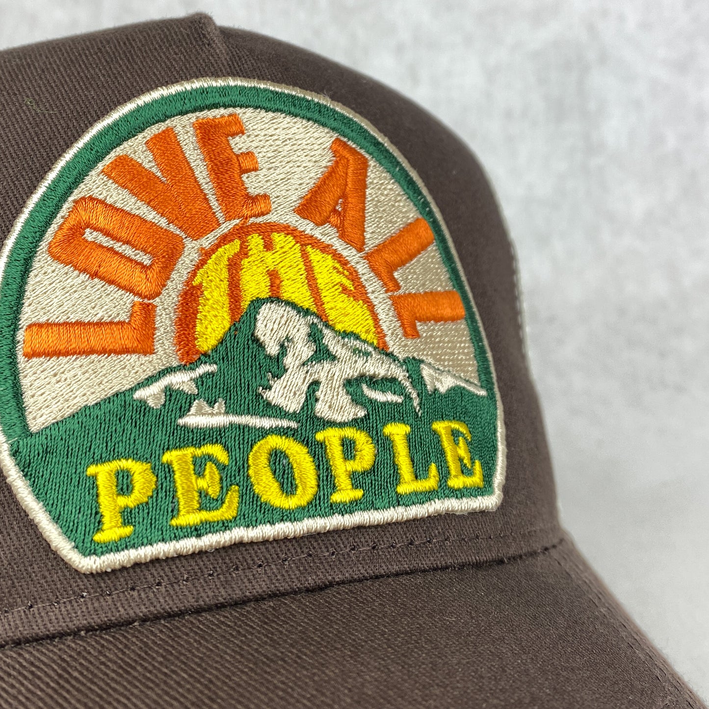Love All The People retro embroidered patch trucker cap