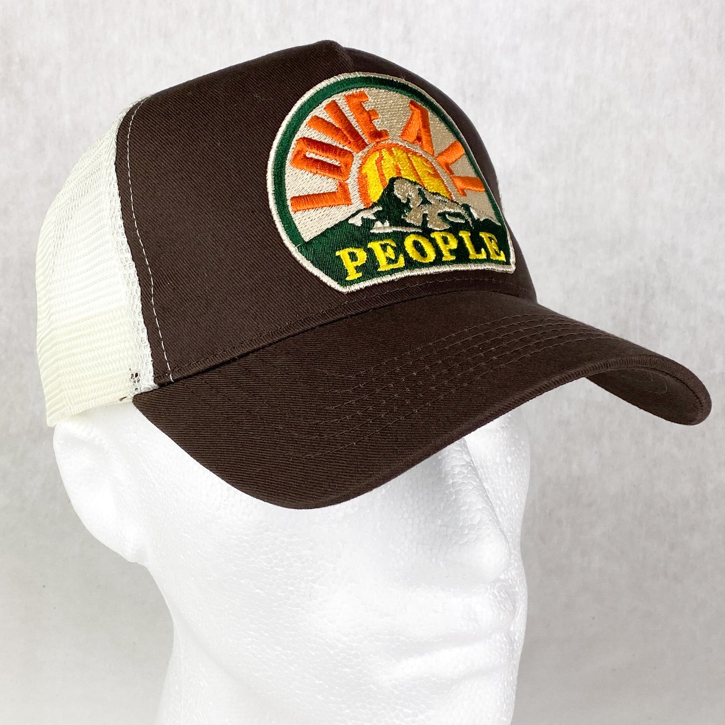 Love All The People retro embroidered patch trucker cap