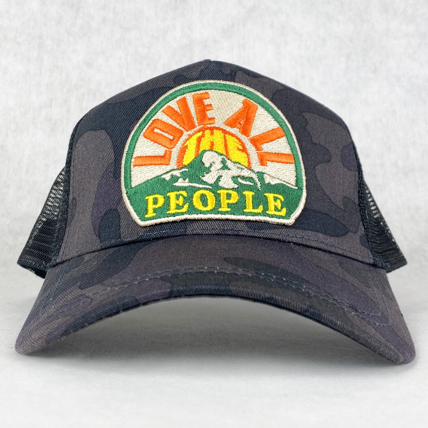 Love All The People retro embroidered patch trucker cap