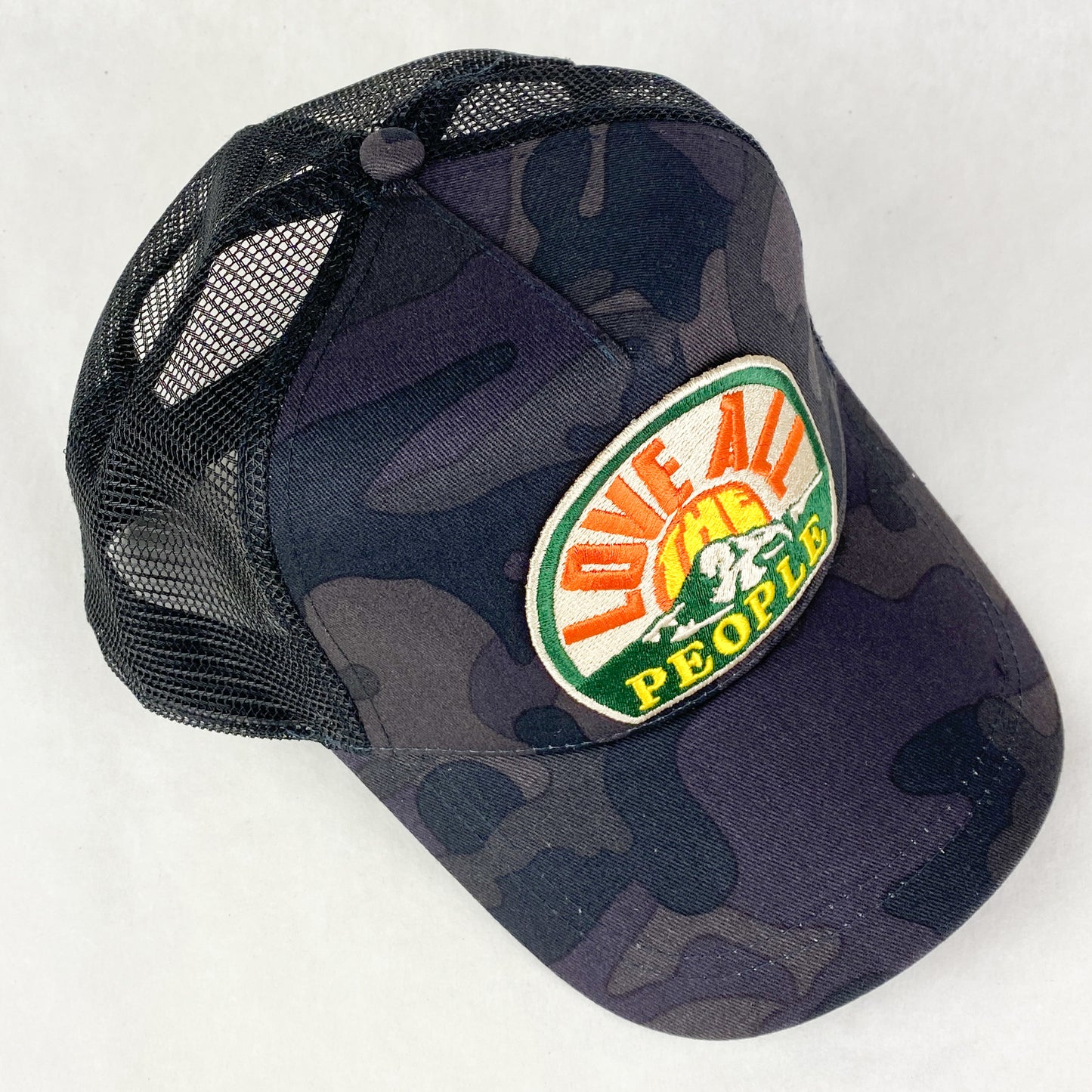 Love All The People retro embroidered patch trucker cap