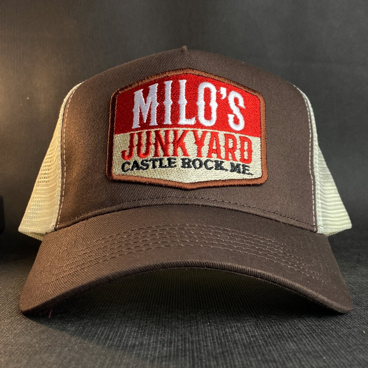 Milo's Junkyard retro embroidered trucker hap baseball cap