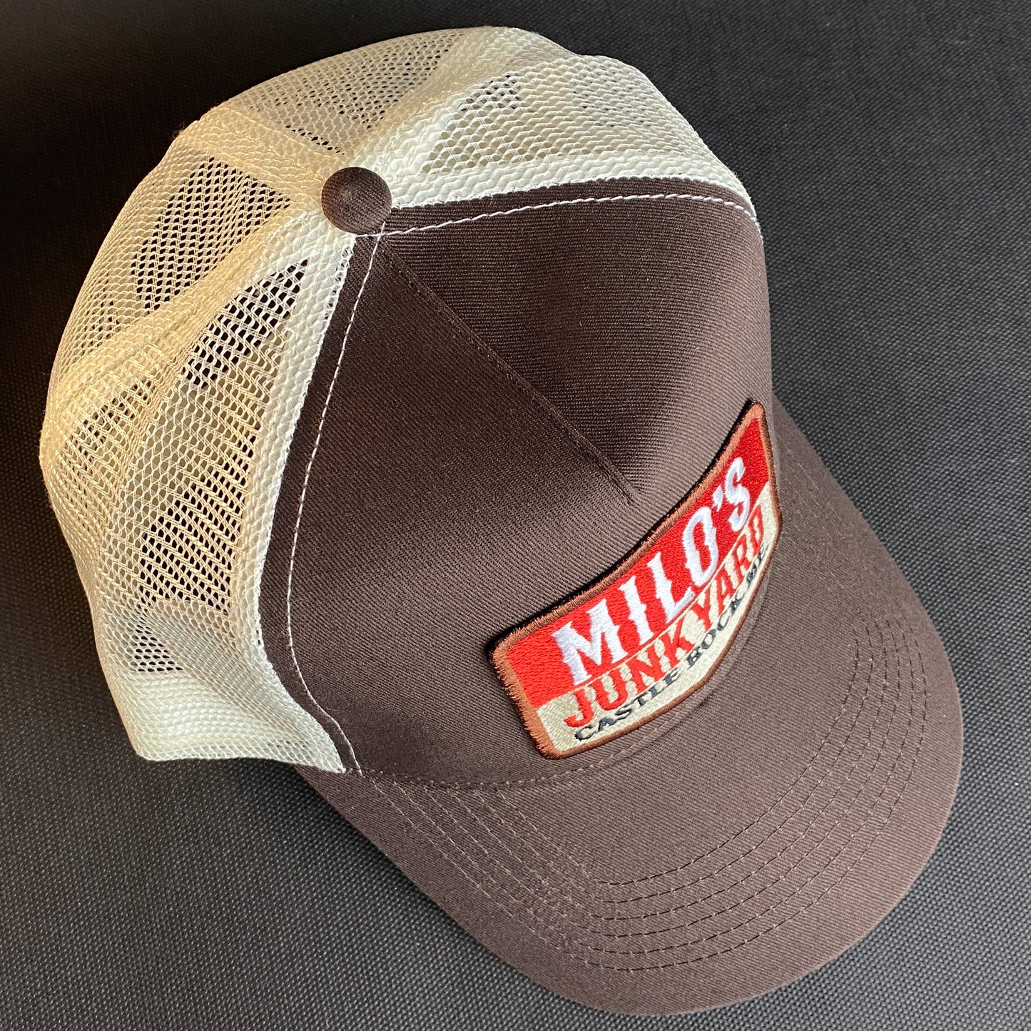 Milo's Junkyard retro embroidered trucker hap baseball cap