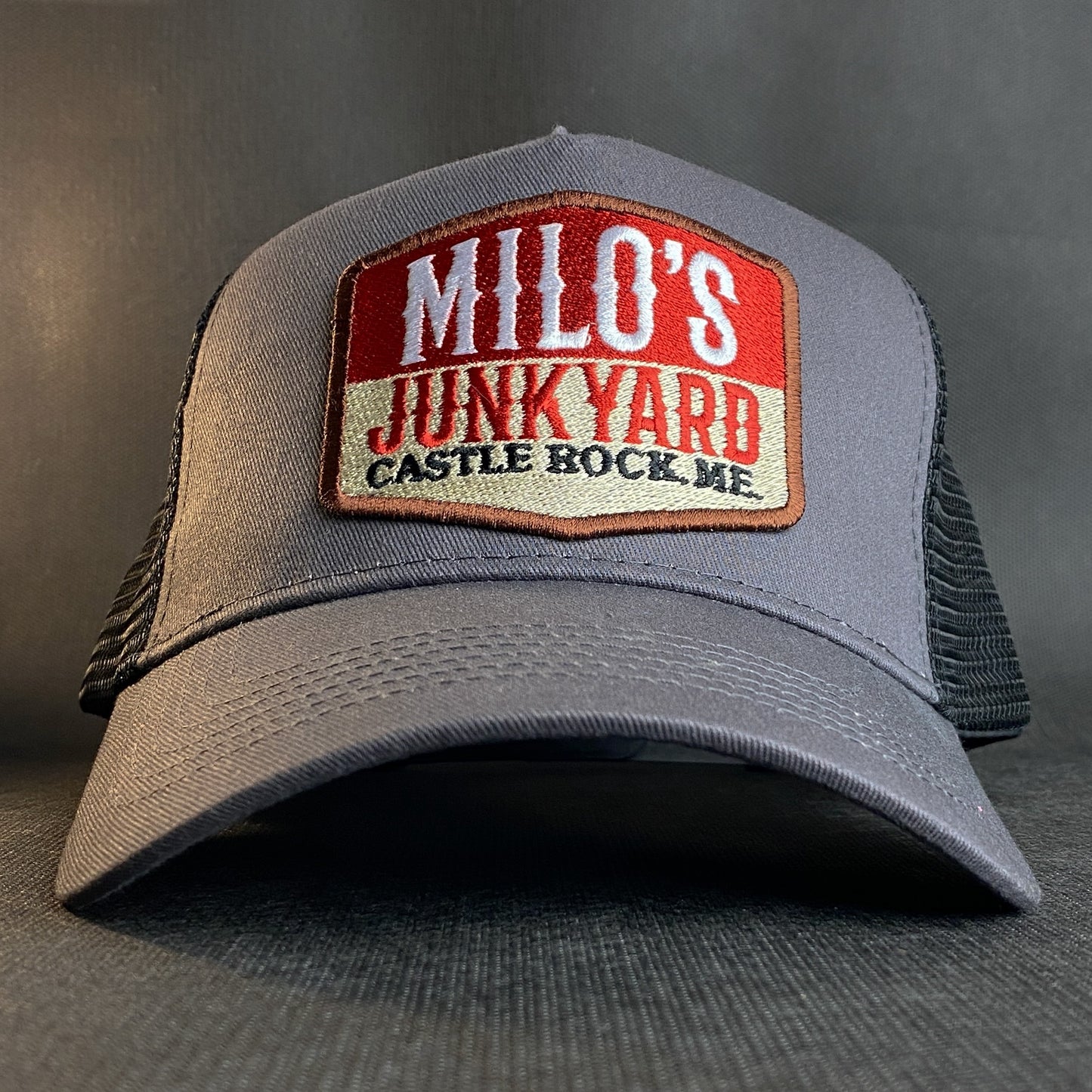 Milo's Junkyard retro embroidered trucker hap baseball cap