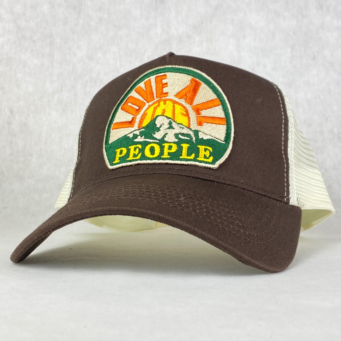 Love All The People retro embroidered patch trucker cap