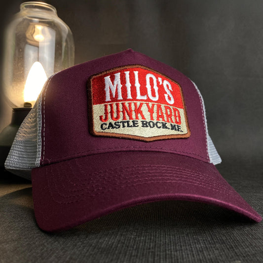 Milo's Junkyard retro embroidered trucker hap baseball cap