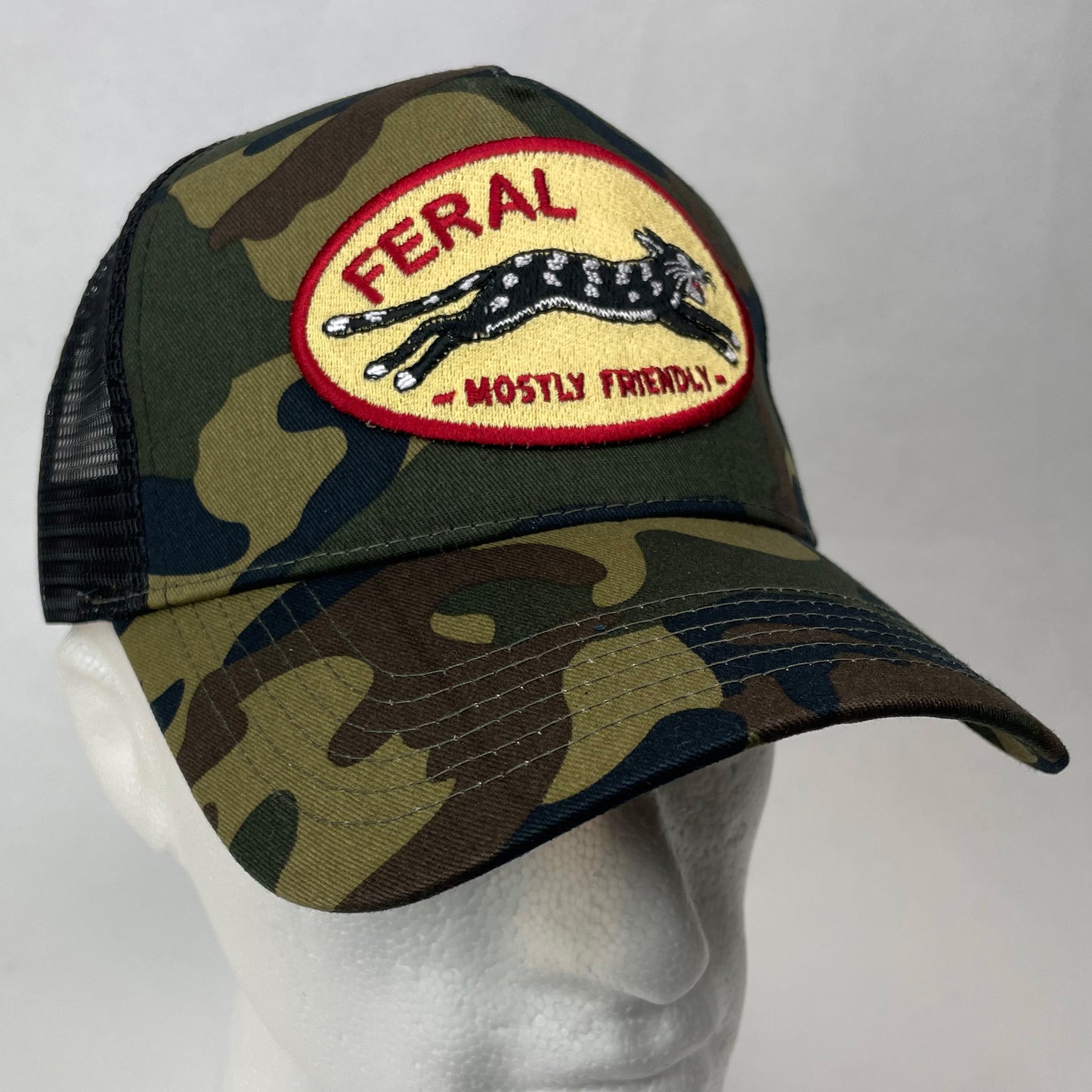 Feral Mostly Friendly Trucker Hat – Embroidered Patch Cap