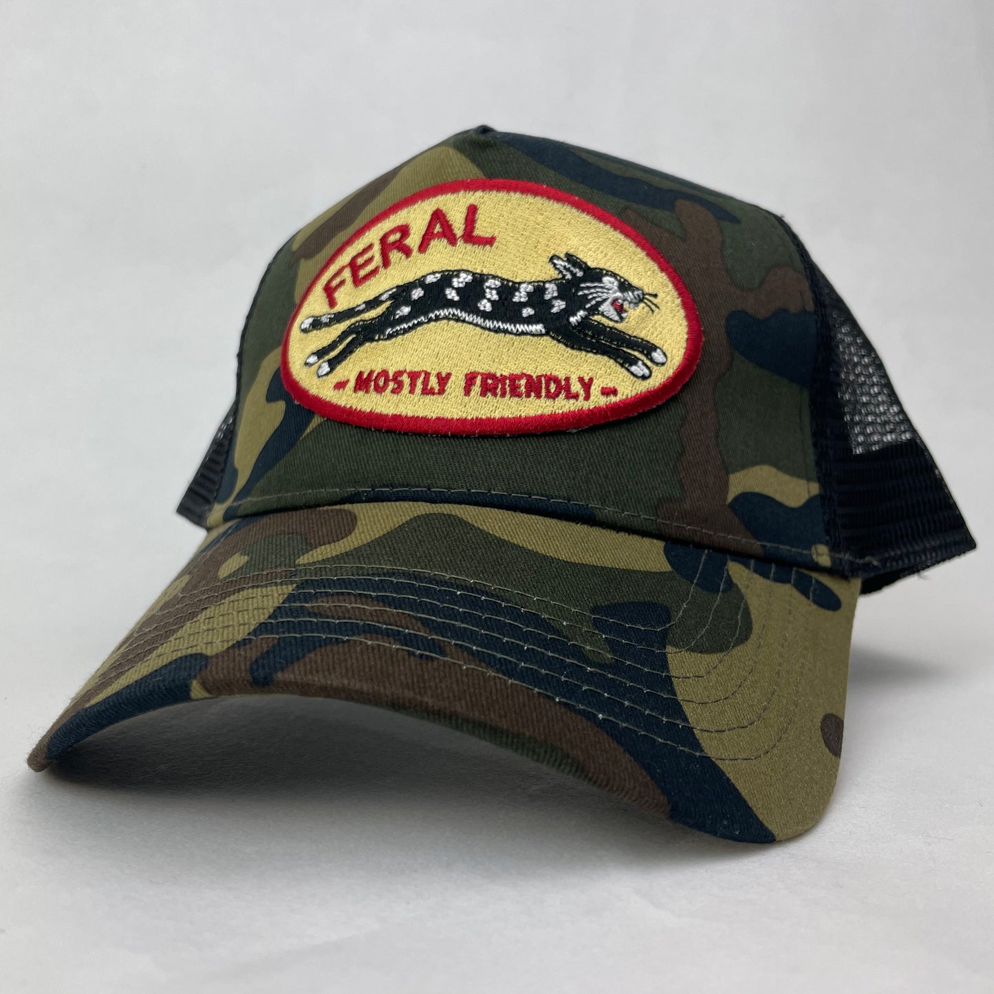 Feral Mostly Friendly Trucker Hat – Embroidered Patch Cap
