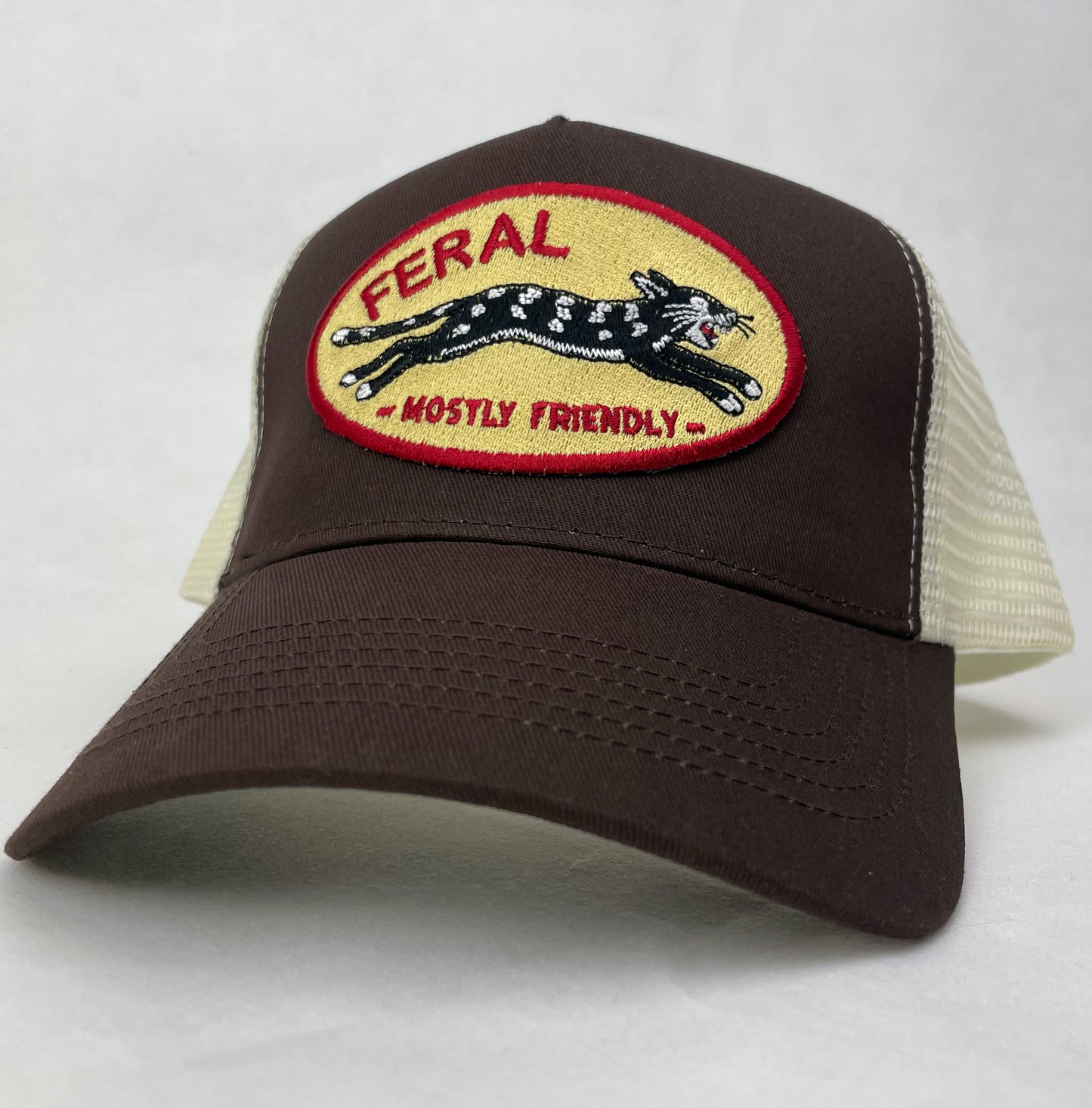 Feral Mostly Friendly Trucker Hat – Embroidered Patch Cap
