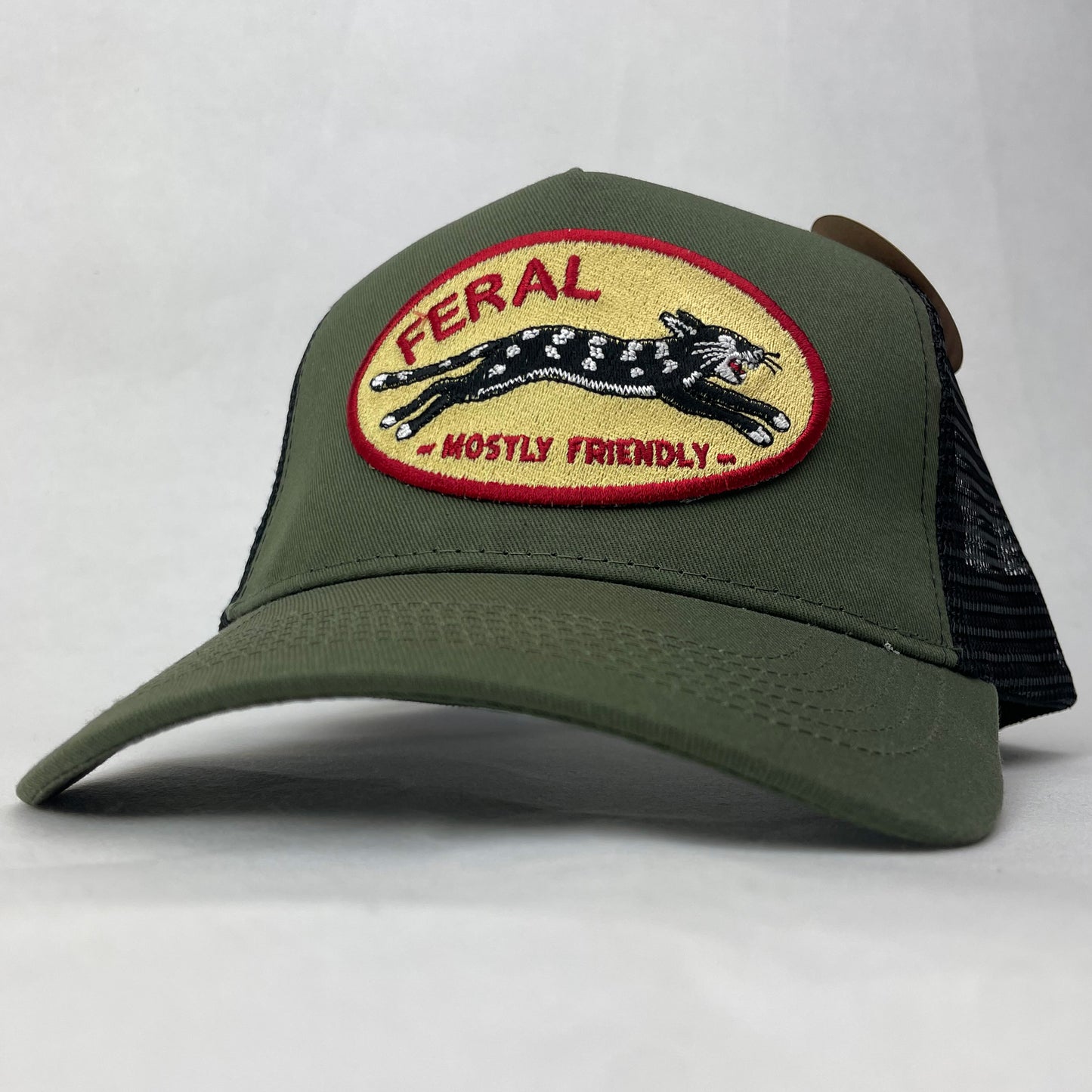 Feral Mostly Friendly Trucker Hat – Embroidered Patch Cap