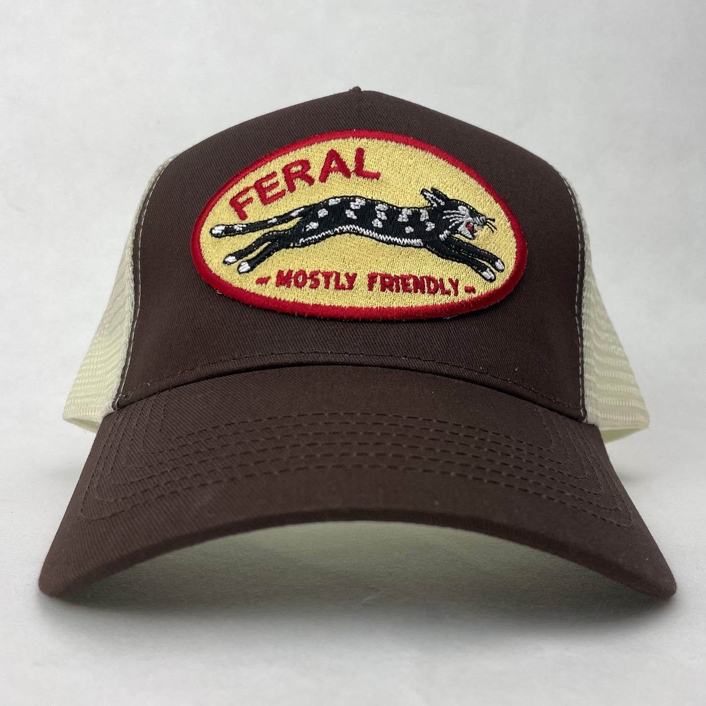 Feral Mostly Friendly Trucker Hat – Embroidered Patch Cap