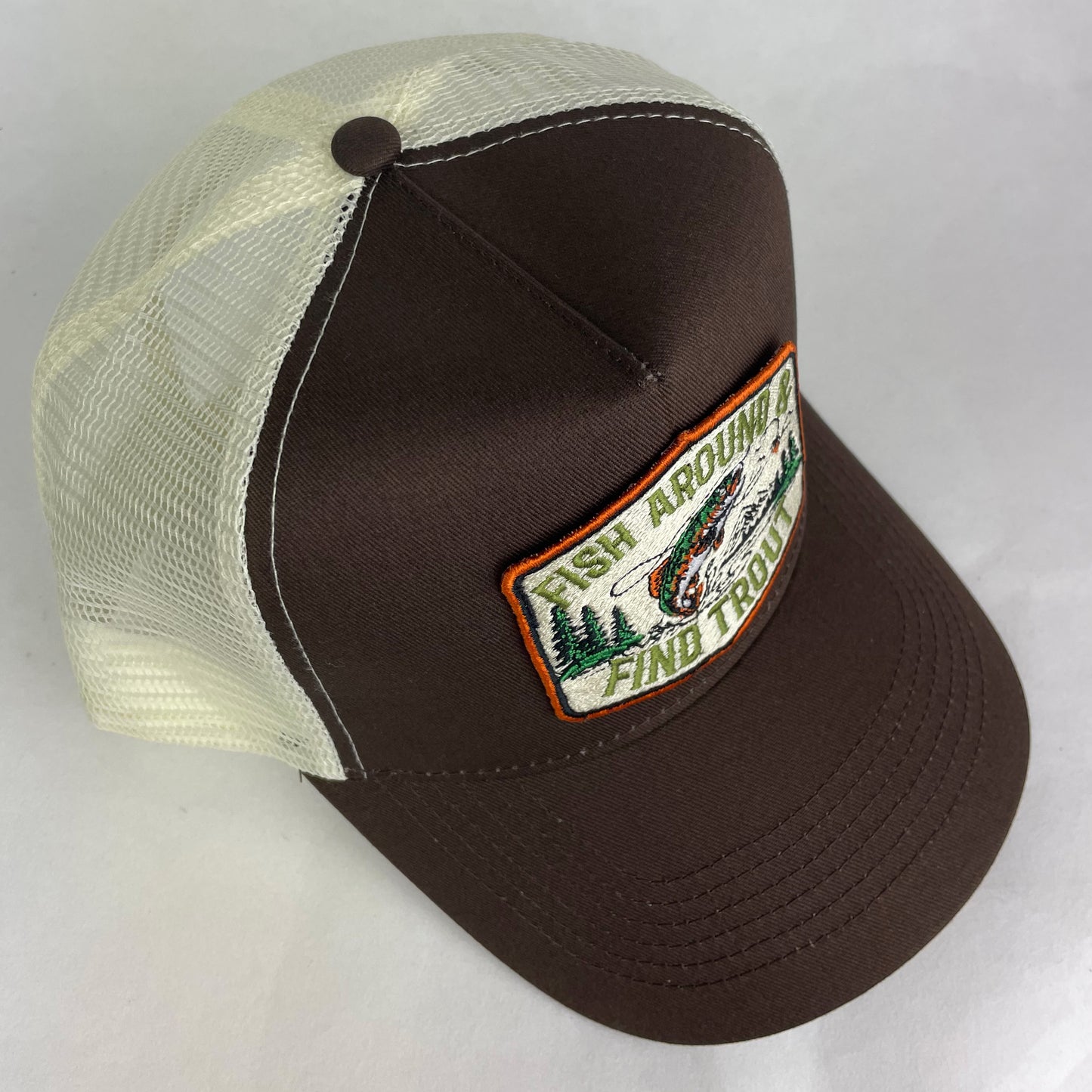 Fish Around & Find Trout Hat | Embroidered Fishing Trucker Cap