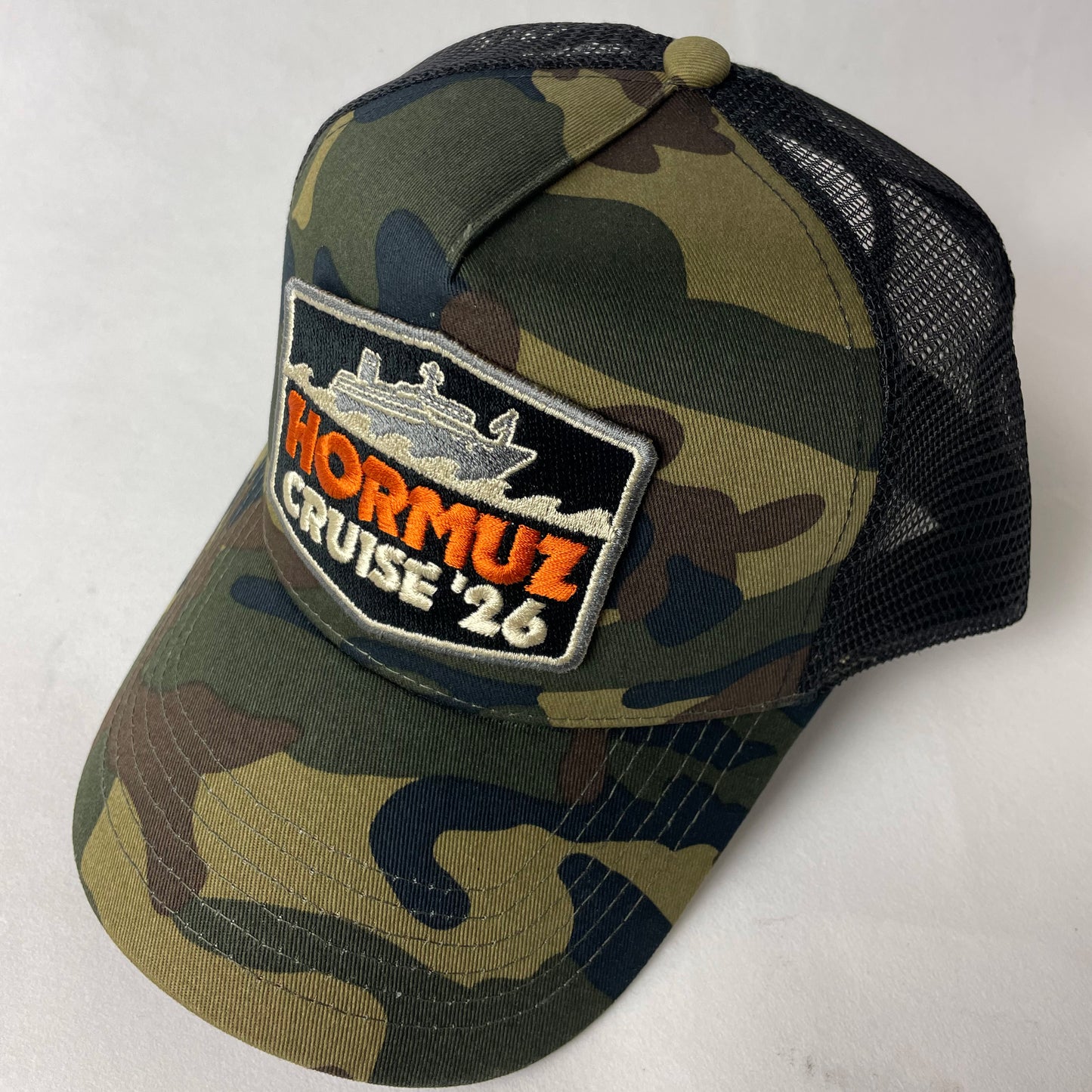 Hormuz Cruise ’26 Trucker Hat – Embroidered Patch Cap
