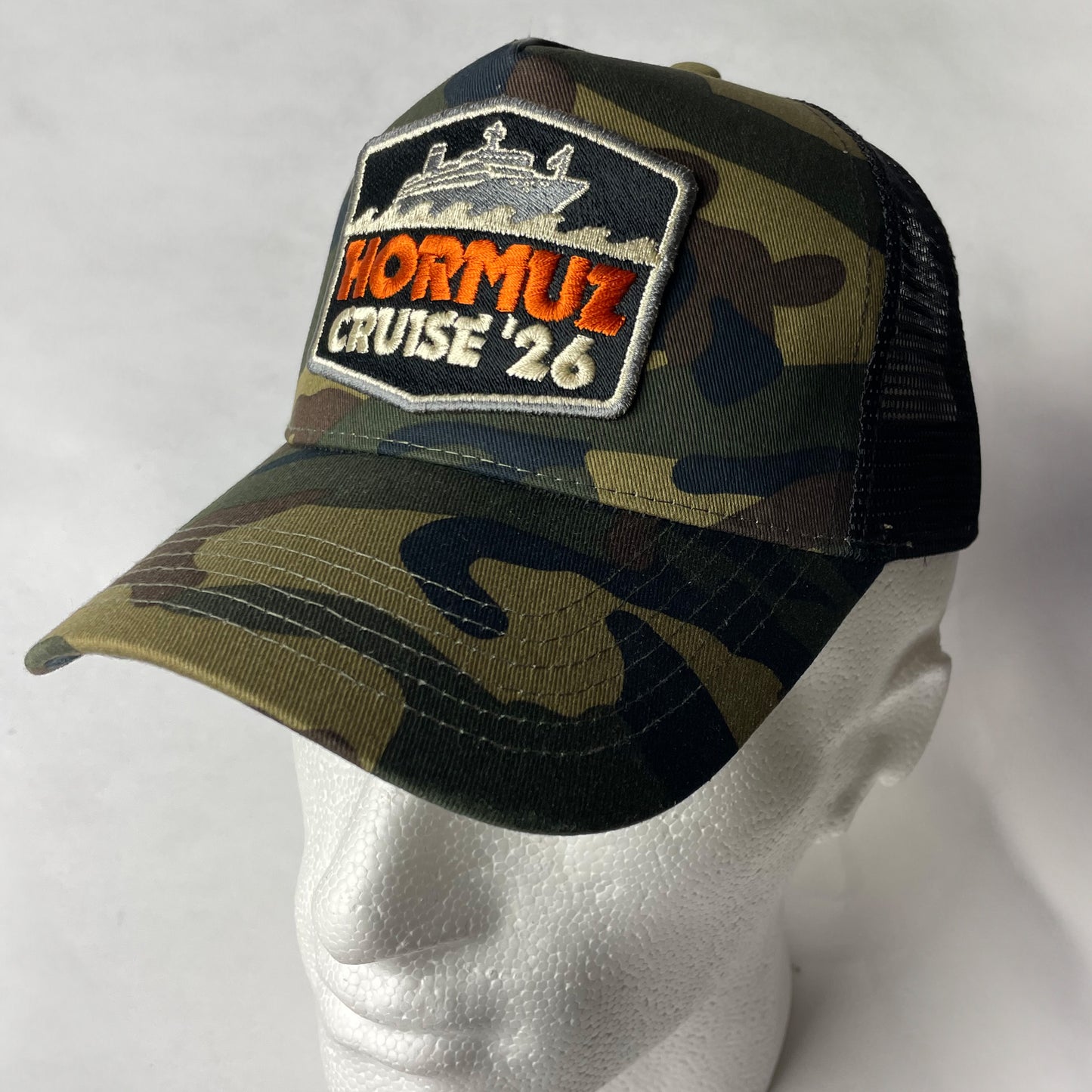 Hormuz Cruise ’26 Trucker Hat – Embroidered Patch Cap