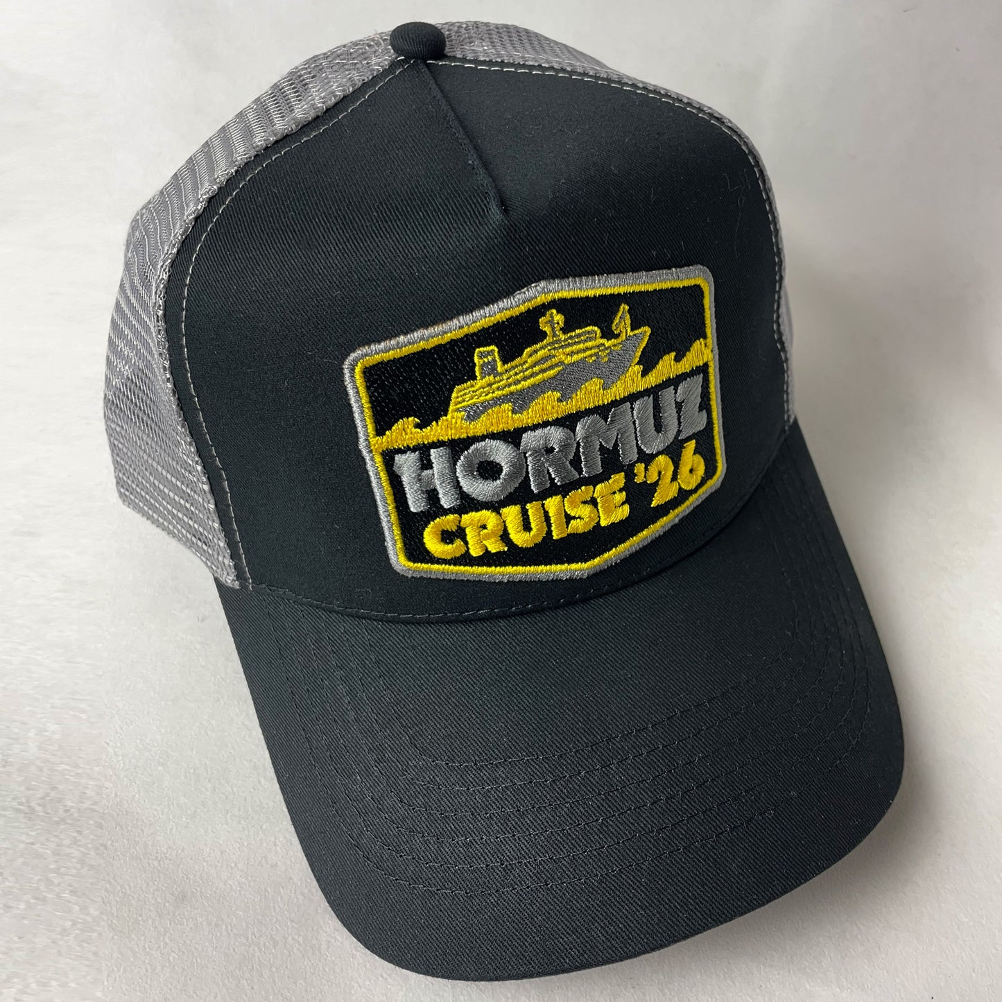Hormuz Cruise ’26 Trucker Hat – Embroidered Patch Cap